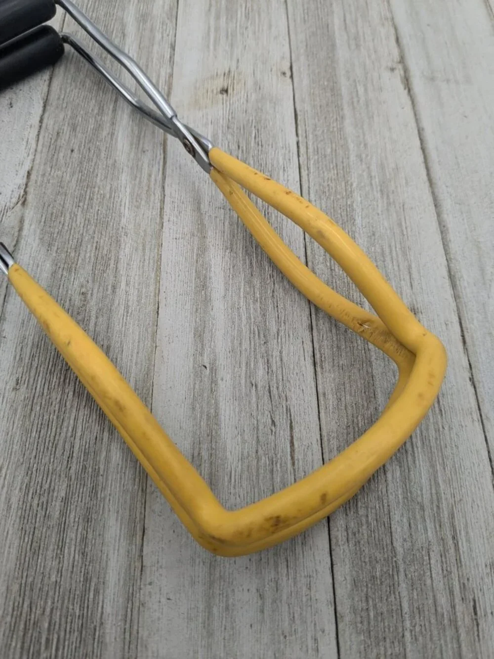 Vintage Canning Jar Grabber Tongs Lifter Black Handles Yellow Rubber Nylon